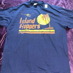 Blue Island Hoppers Tropical Helicopter Graphic T-Shirt (Men’s XL)